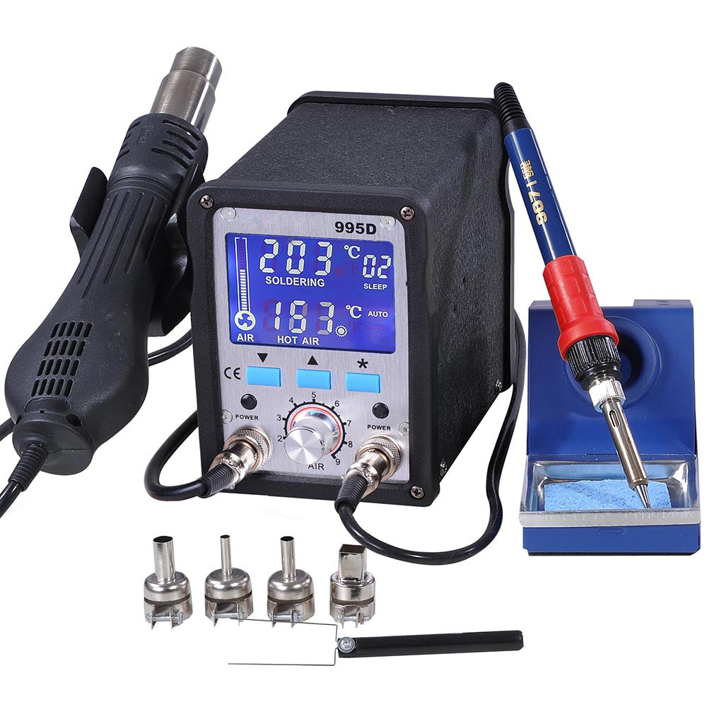 Yescom 995D Soldering Station SMD Hot Air Iron Rework Big LCD Display