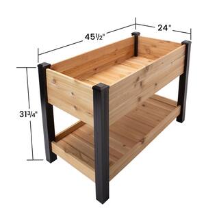 Outdoor Essentials Haven 2 ft. x 4 ft. Natural Cedar Elevated Garden Bed with Shelf (Vinyl Legs) 482124