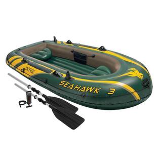 Intex Seahawk 3-Person Inflatable Boat Set with Aluminum Oars and Pump 68380EP