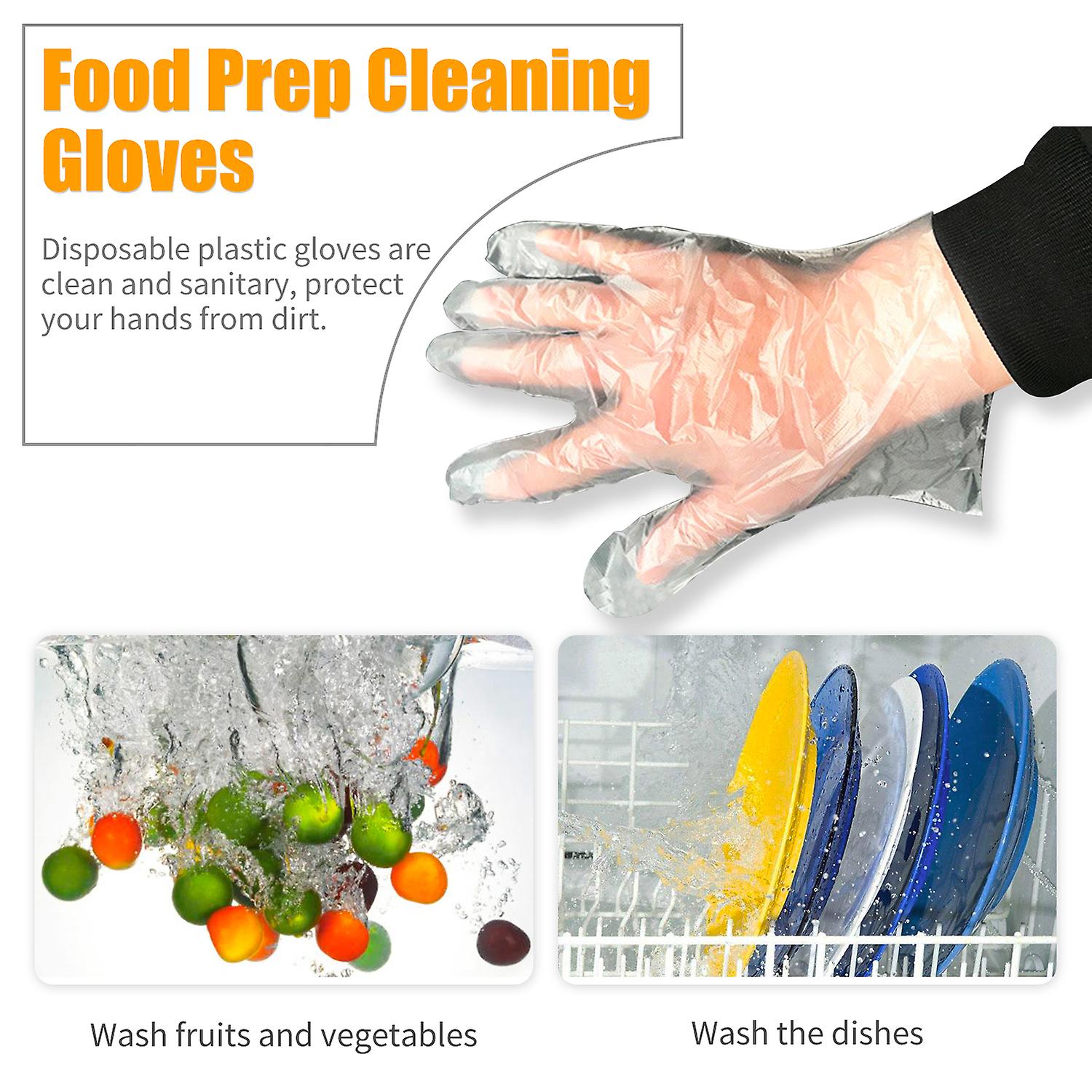 100pcs Disposable Gloves Latex Free Hygiene Plastic Gloves Food Prep Safe Gloves For Cooking Safety Food Handling Kitchen Bbq Cleaning Blue