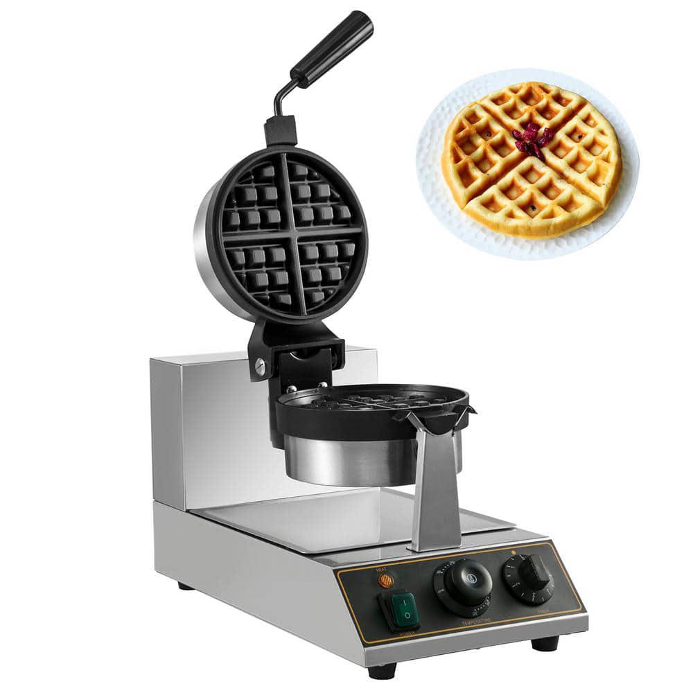 VEVOR 1100 W Commercial Round Waffle Maker Stainless Steel Nonstick Belgian Waffle Maker for Bakeries Snack Bar Family