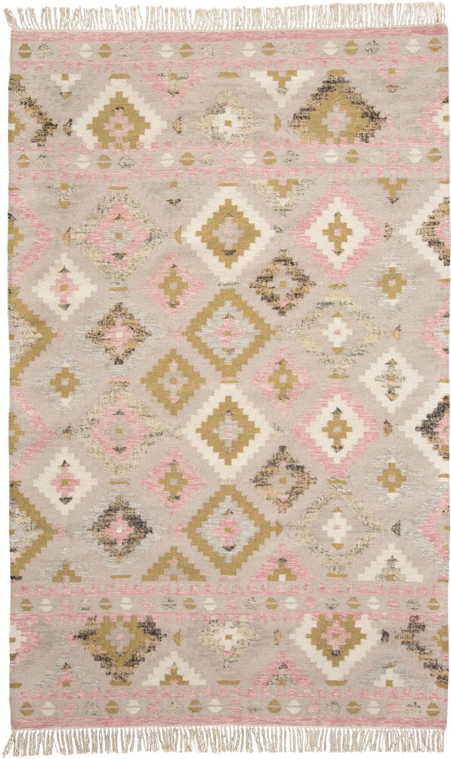 Tralee Flatweave Ivory and Pink Rug by BD Fine