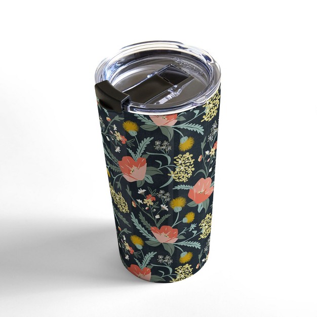 Heather Dutton Poppy Meadow Midnight Travel Mug 20 Oz Stainless Steel Travel Mug Deny Designs