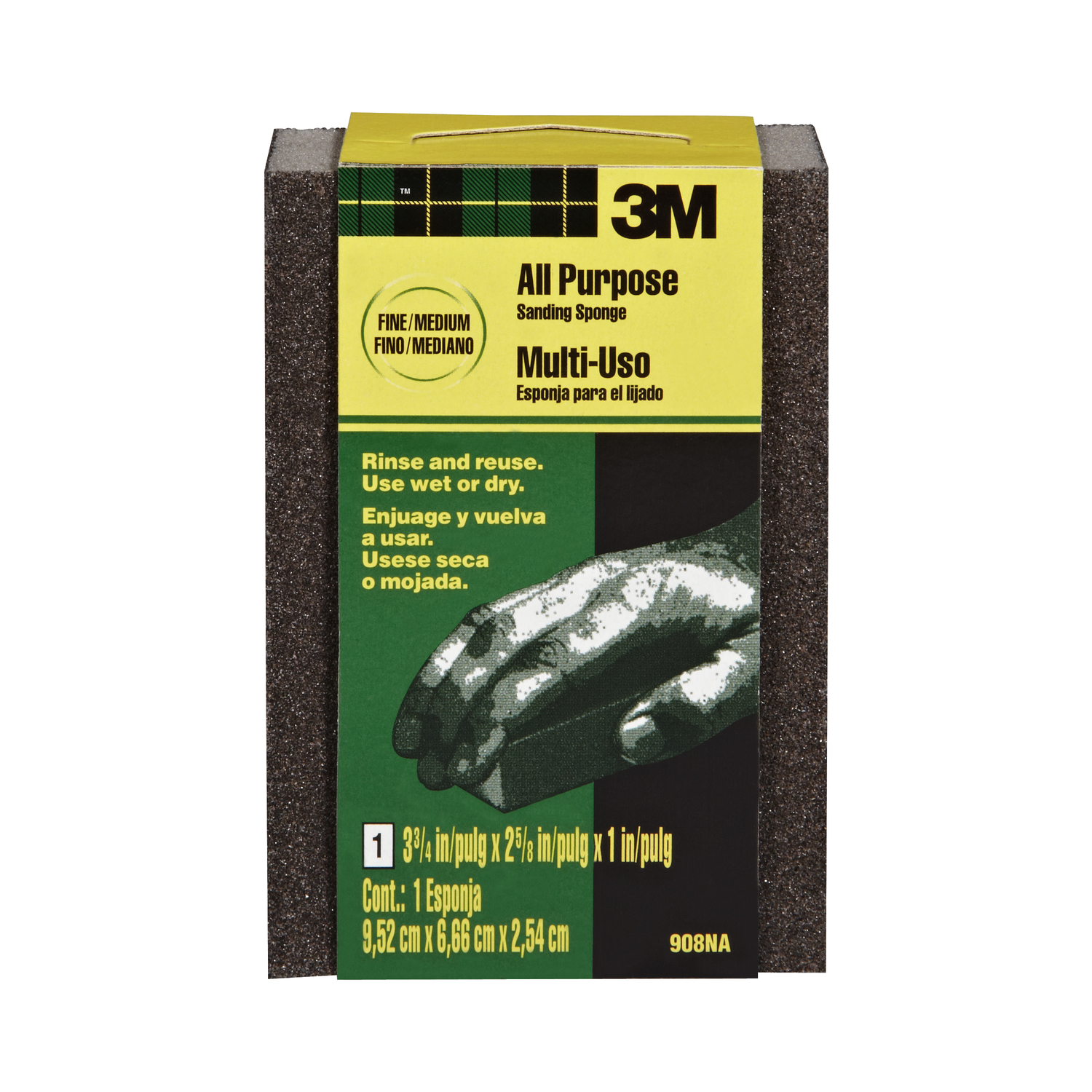 3M 38049 in. L X 39483 in. W X 1 in. Fine/Medium Wet/Dry Sanding Sponge