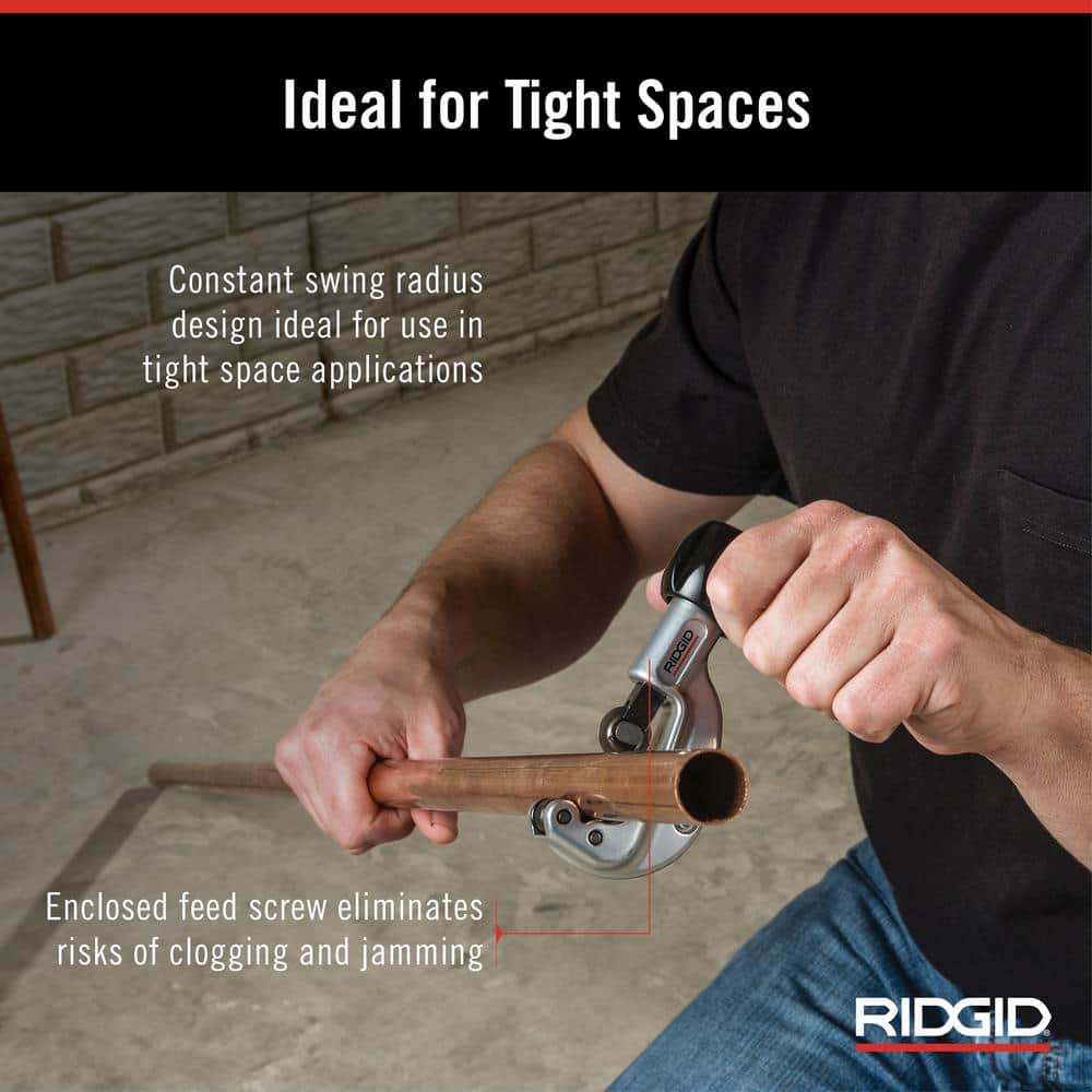 RIDGID 1/8 in. to 1-1/8 in.150 Constant Swing Copper Pipe & Stainless Steel Tubing Cutter w Easy Change Wheel Pin + Spare Wheel 31622