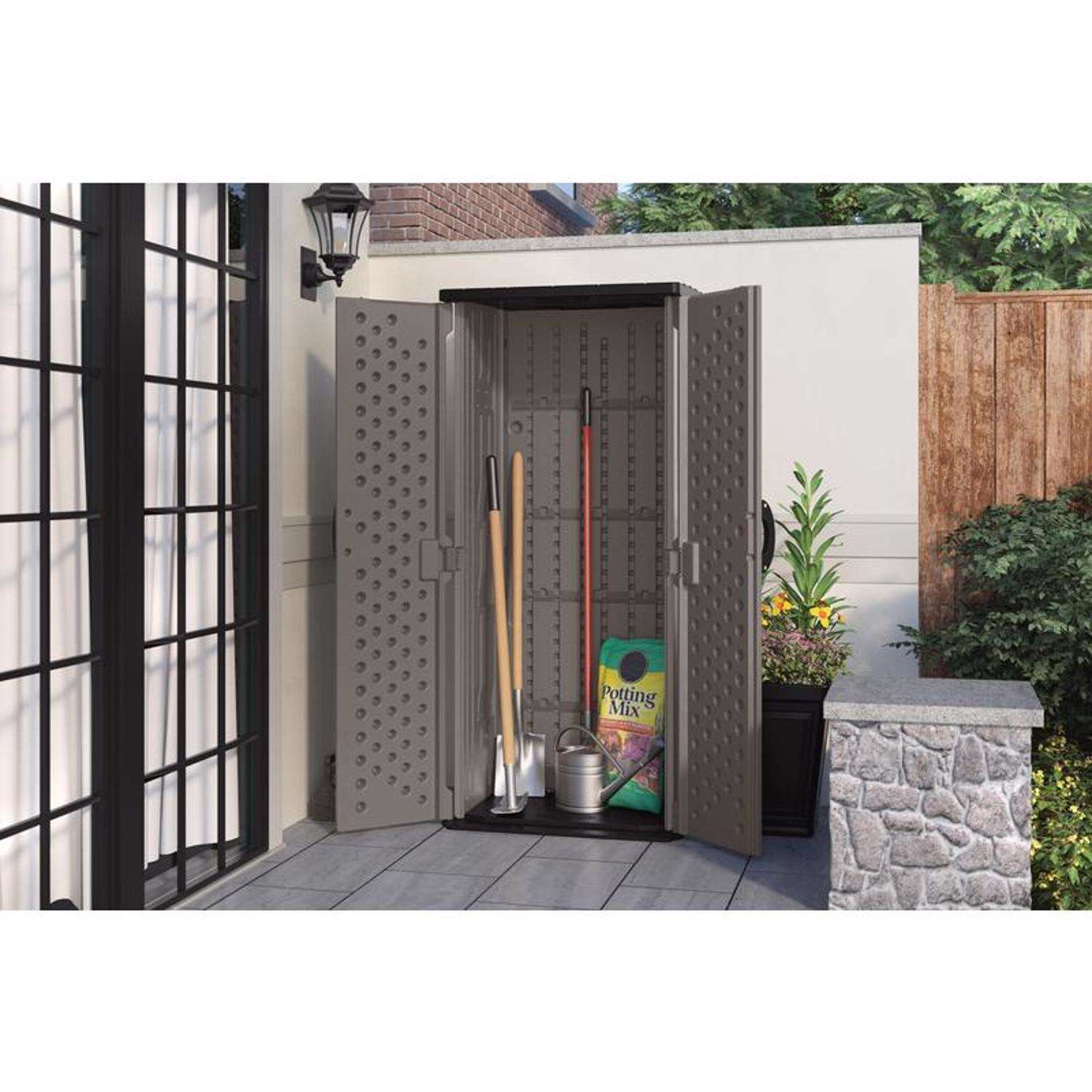 Suncast 2 ft. x 2 ft. Resin Vertical Pent Storage Shed with Floor Kit