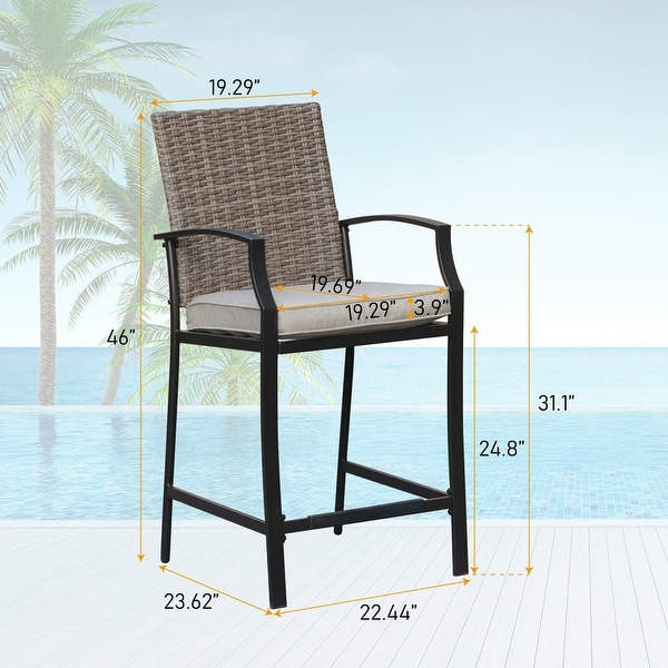 3piece Outdoor Swivel Bar Stool and Table Bistro Set