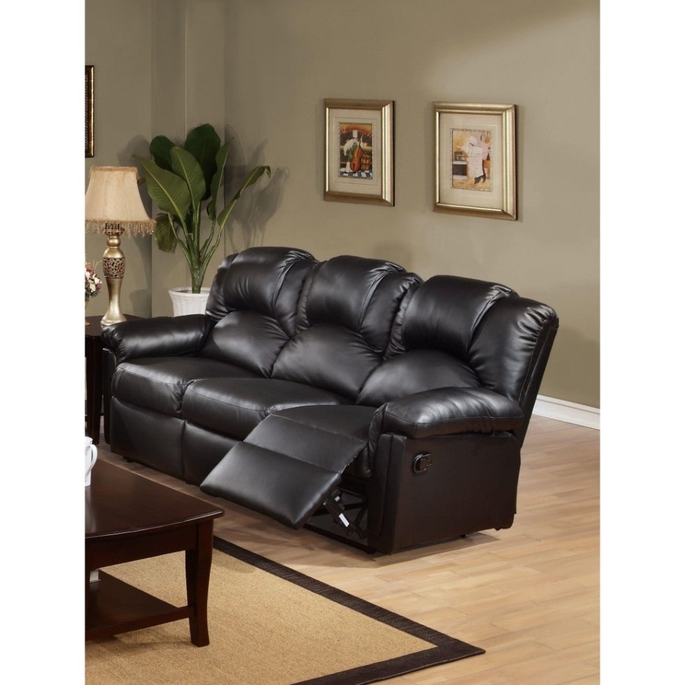 Highly Plush Hardwood  Metal   Bonded Leather Recliner Sofa  Black