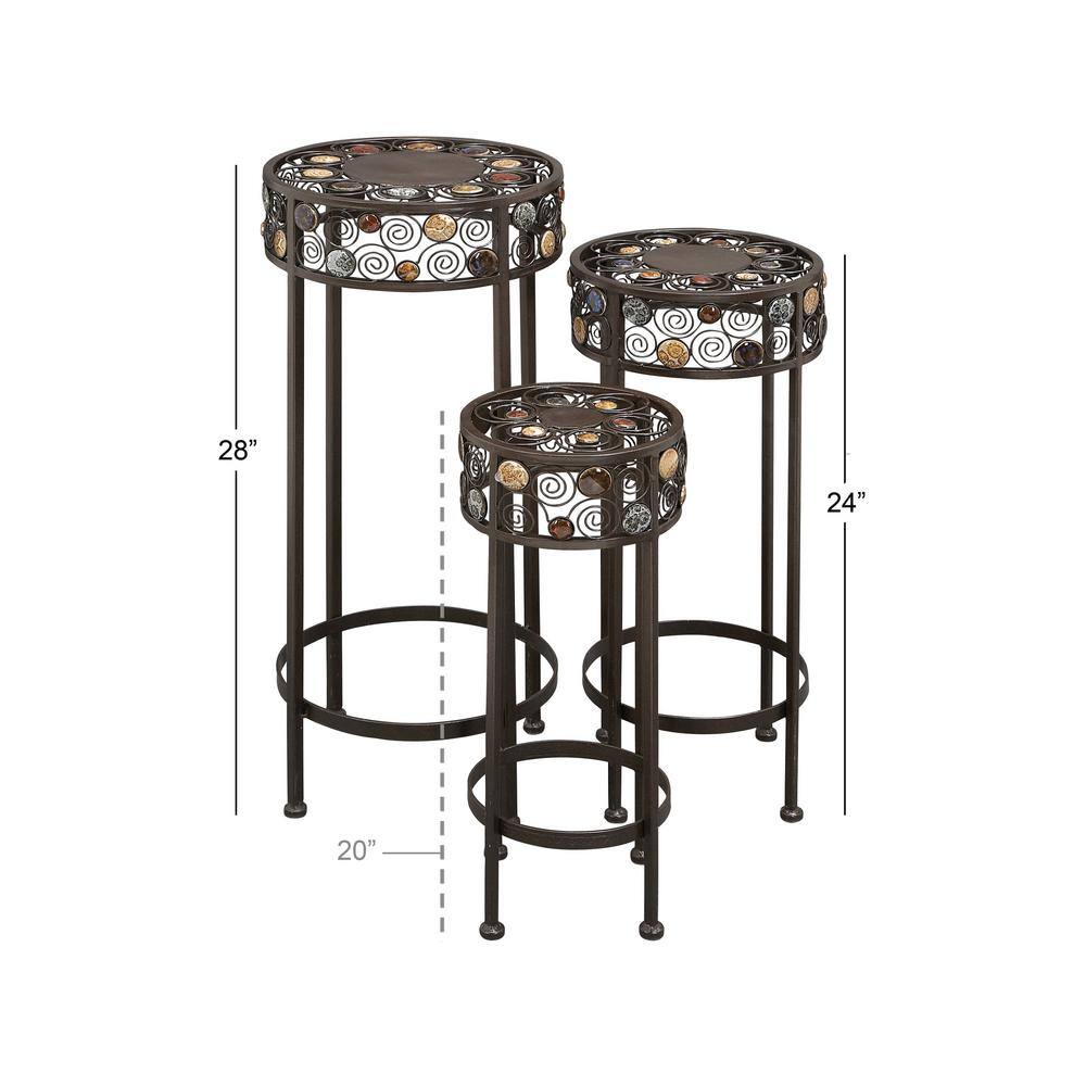 Litton Lane 27 in. x 12 in. Black Metal Traditional Plantstand (Set of 3) 61530