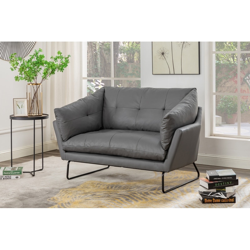 Karla PU Leather Contemporary Loveseat and Ottoman