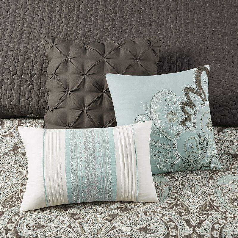 Madison Park Lavinia 6-Piece Quilt Set with Shams and Throw Pillows