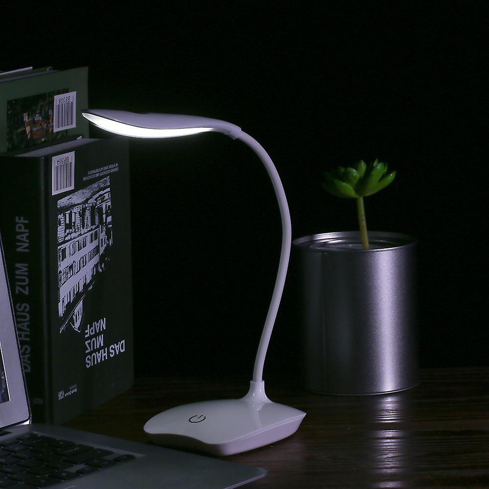 Ultralight White Led Usb Rechargeable Dimmable Eye-caring Desk Lamp Touch Control Table Light With 360 Rotatable Head Flexible Hose For Studying Readi