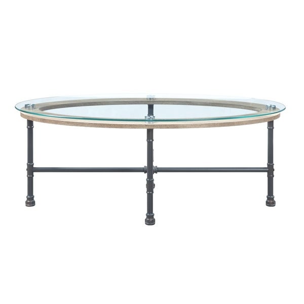 Coffee Table in Clear Glass and Sandy Gray Finish