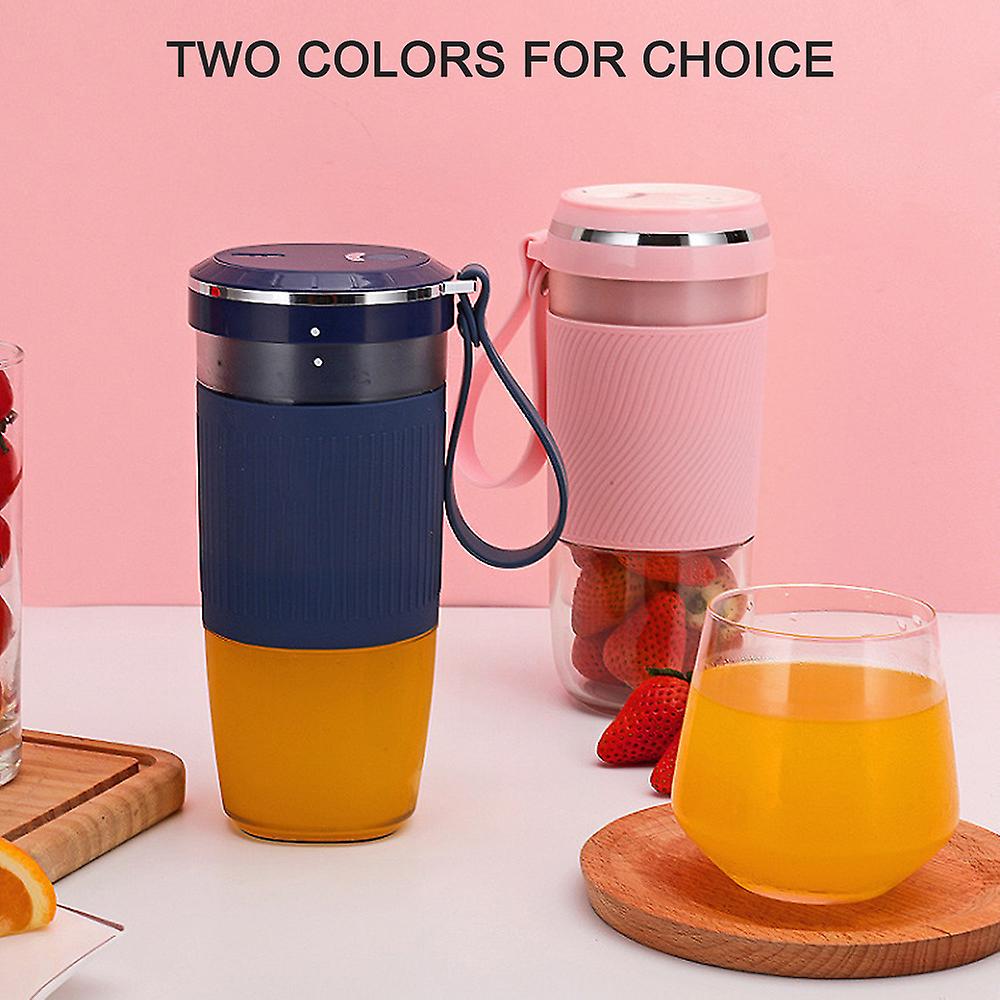 Pink 300ml Mini Personal Portable Juicer Small Juice Cup Smoothie Maker With Usb Rechargeble Fruit Juicer Mixer For Travel Office