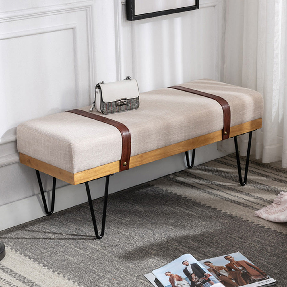 iYofe End of Bed Bench for Bedroom, Faux Leather Upholstered Bedroom Bench, Modern Entryway Bench with Metal Legs and 44