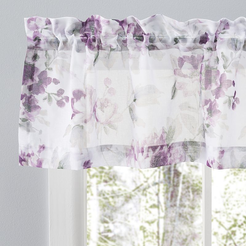 Whimsical Semi-Sheer Floral Rod Pocket Curtain Valance