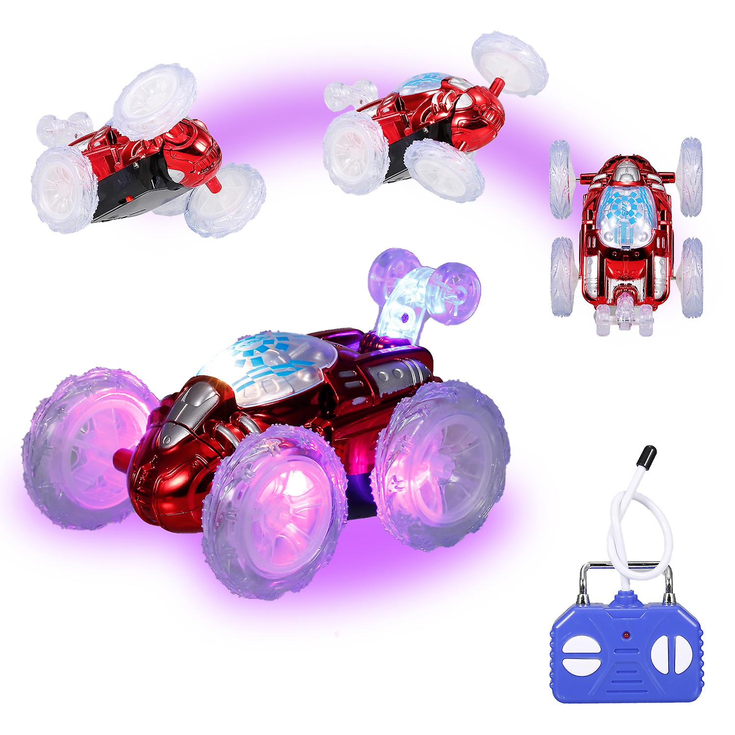 Remote Control Stunt Car Rc Car Toy With Flashing Led Lights 360 Tumbling For Kids Boys Girls