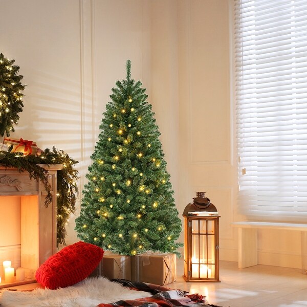 Artificial Christmas Tree with Branch Tips and Warm White LED Lights