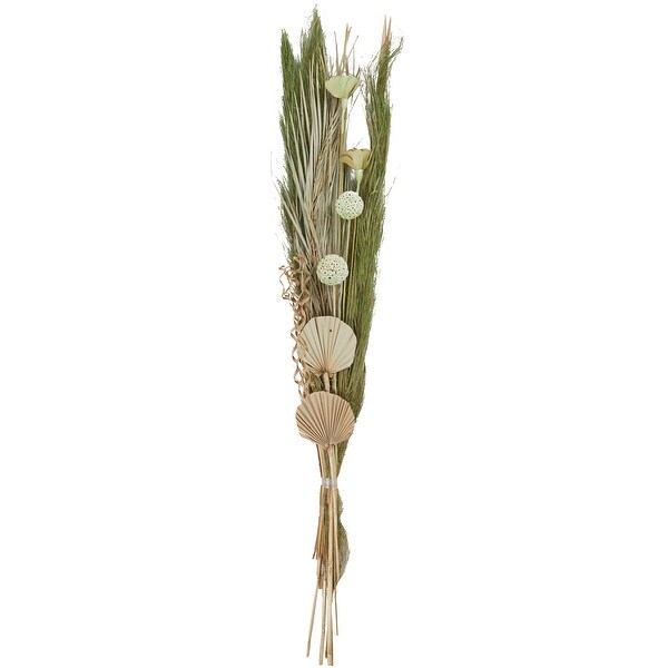 Green Dried Plant Handmade Tall Assorted Bouquet Pampas Grass Natural Foliage with Palm Leaf Accents