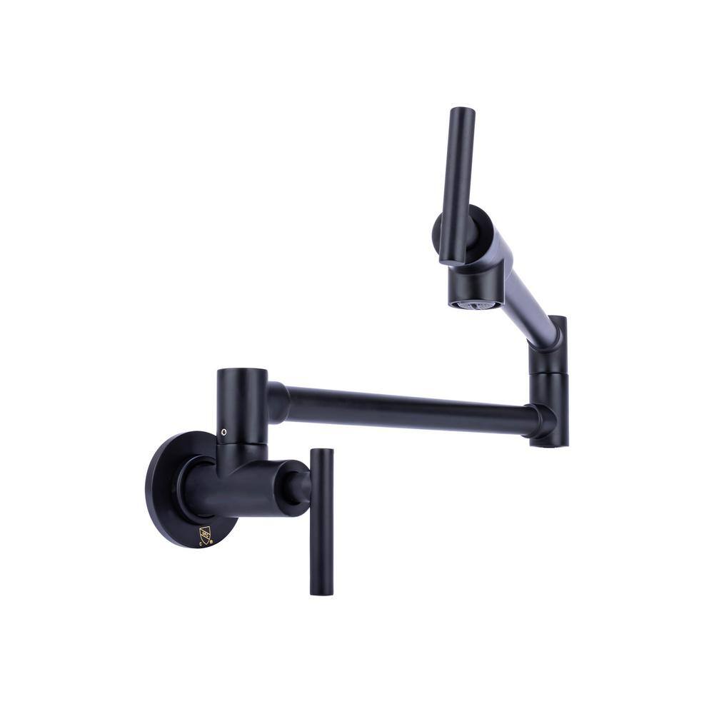 Italia Wall Mount Contemporary Pot Filler with 2-Handle in Matte Black K62202-MB