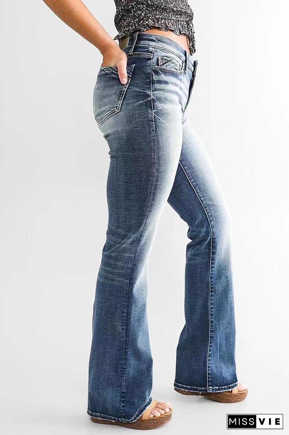 High Waist Zip Up Denim Jean Pants