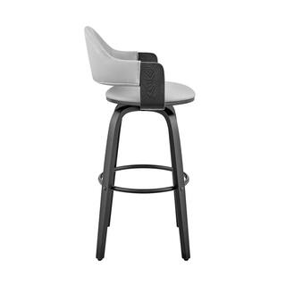 Armen Living Daxton 26 in Counter Height Swivel Stool w High Back Grey Faux Leather and Black Wood Finish LCDXBABLGR26