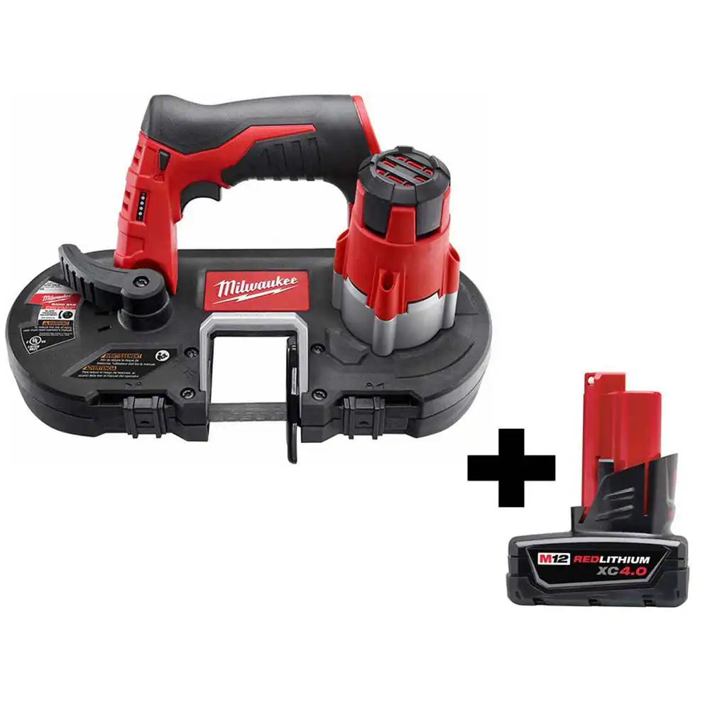 Milwaukee M12 12V Lithium-Ion Cordless Sub-Compact Band Saw With 4.0 Ah M12 Battery