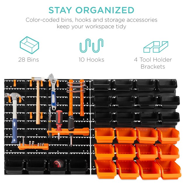 Best Choice Products 38x21 25in 44 piece Wall Mounted Garage Storage Rack Tool Organizer W 110lb Capacity