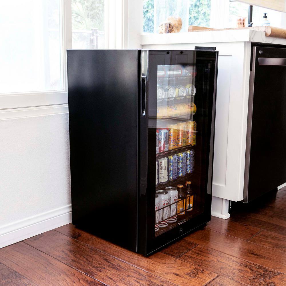 NewAir 19 in. 126 (12 oz.) Can Freestanding Beverage Cooler Fridge with Adjustable Shelves Modern Black AB-1200B