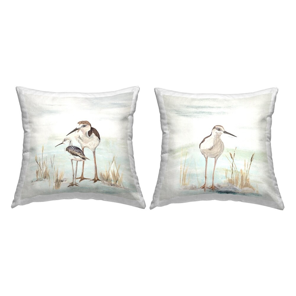 Stupell Sandpipers Summer Beach Grass Printed Throw Pillow Design by Patricia Pinto (Set of 2)