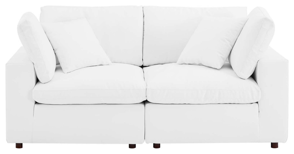 Commix Down Filled Overstuffed Vegan Leather Loveseat   Contemporary   Loveseats   by ShopFreely  Houzz