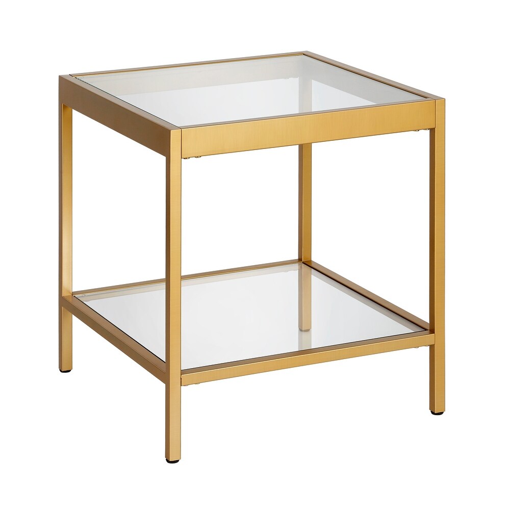 Alexis Modern Metal and Glass Square Side Table