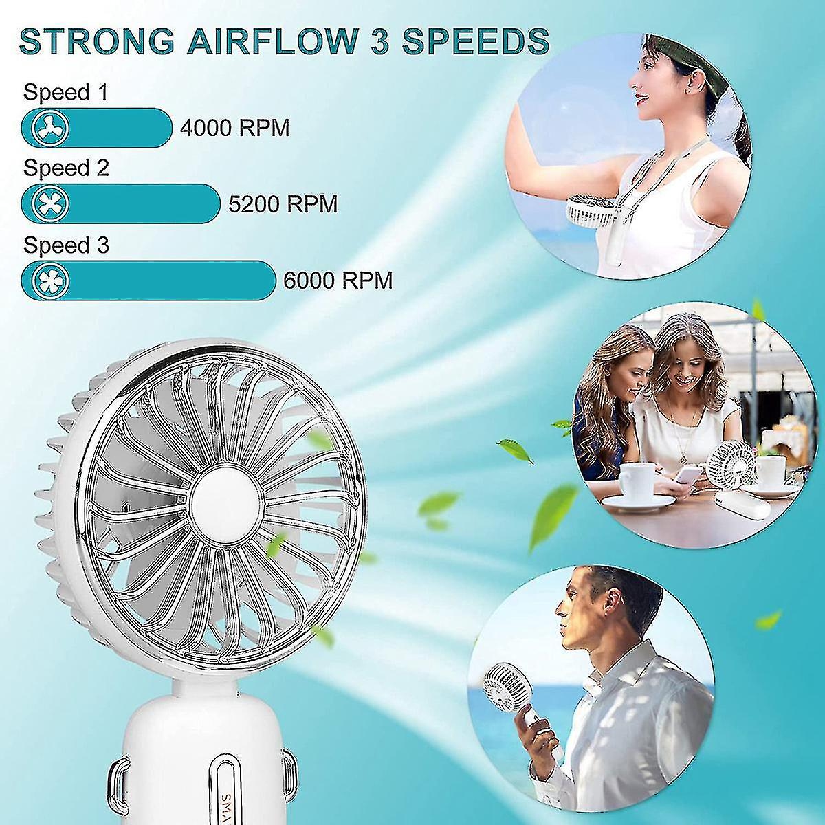 Handheld Fan Mini Portable Personal Cooling Fan 4800mah Battery Usb Rechargeable Wearable Hanging N