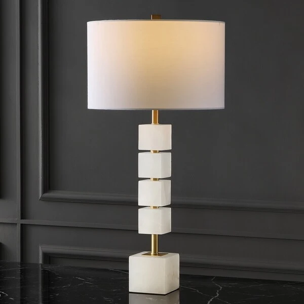 SAFAVIEH Couture Lighting 30-inch Johnny Alabaster Table Lamp - 15 IN W x 15 IN D x 30 IN H