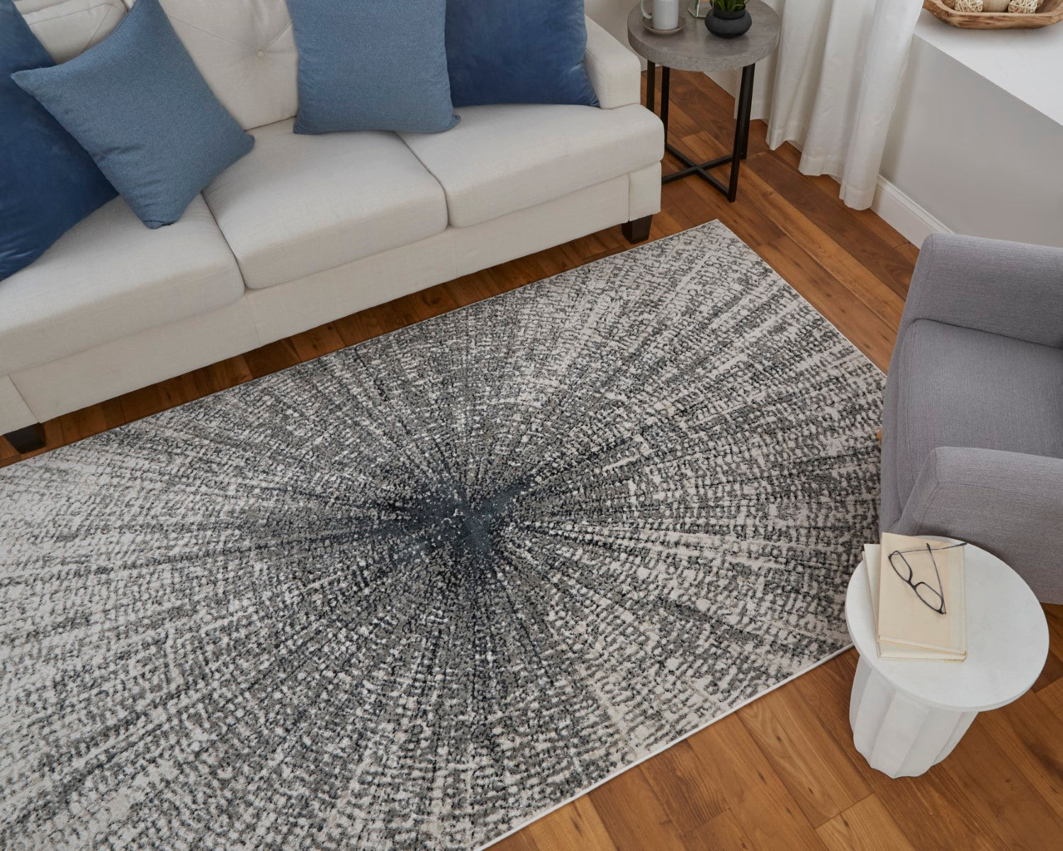 Orin Abstract Ivory/Gray/Blue Rug