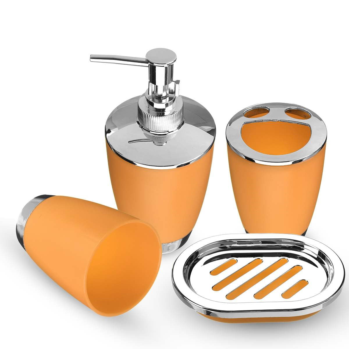 Watson Bathroom Accessories - Orange and Silver Acrylic Bathroom Accessory Set