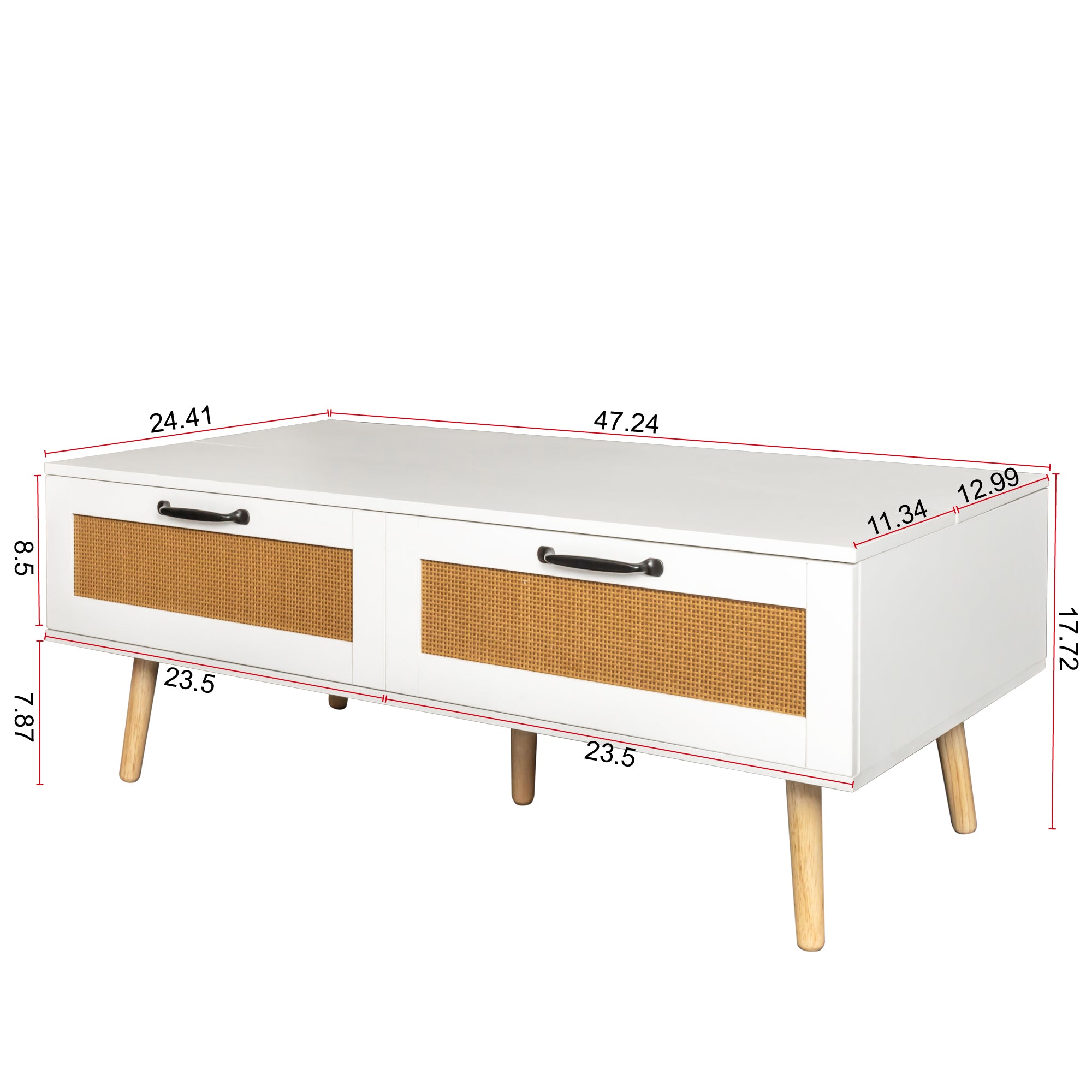 Semiocthome Modern Wood Lift Top Coffee Table with 2 Storage Drawers,White