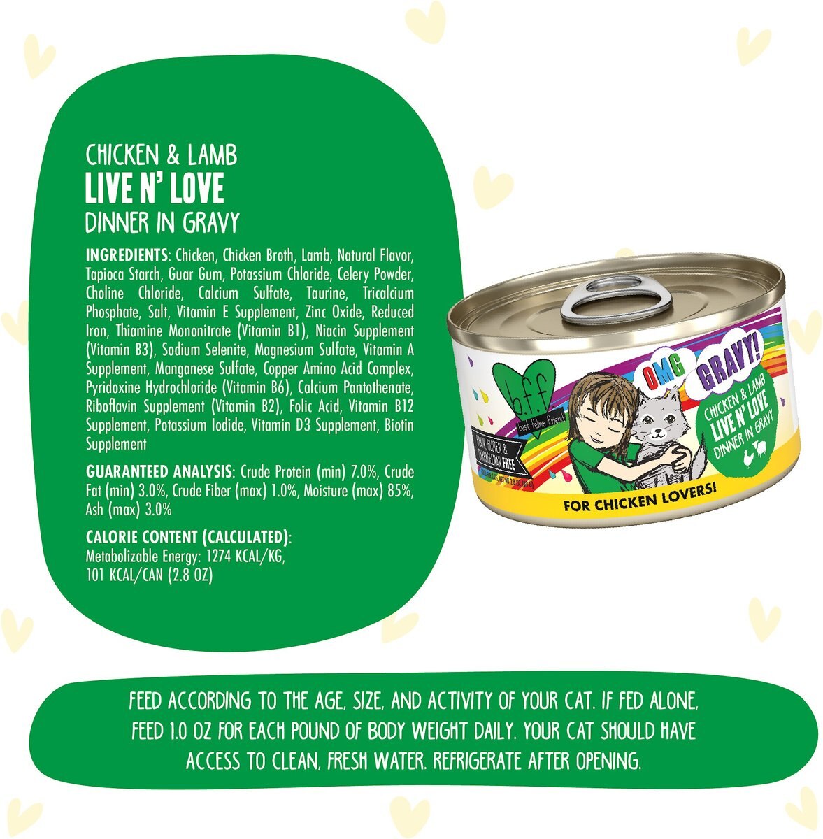 BFF OMG Live N' Love! Chicken and Lamb in Gravy Wet Canned Cat Food