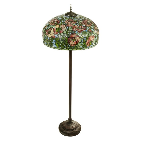 Adele River of Goods -Style Poppies Stained Glass 69-Inch Floor Lamp - 25.75