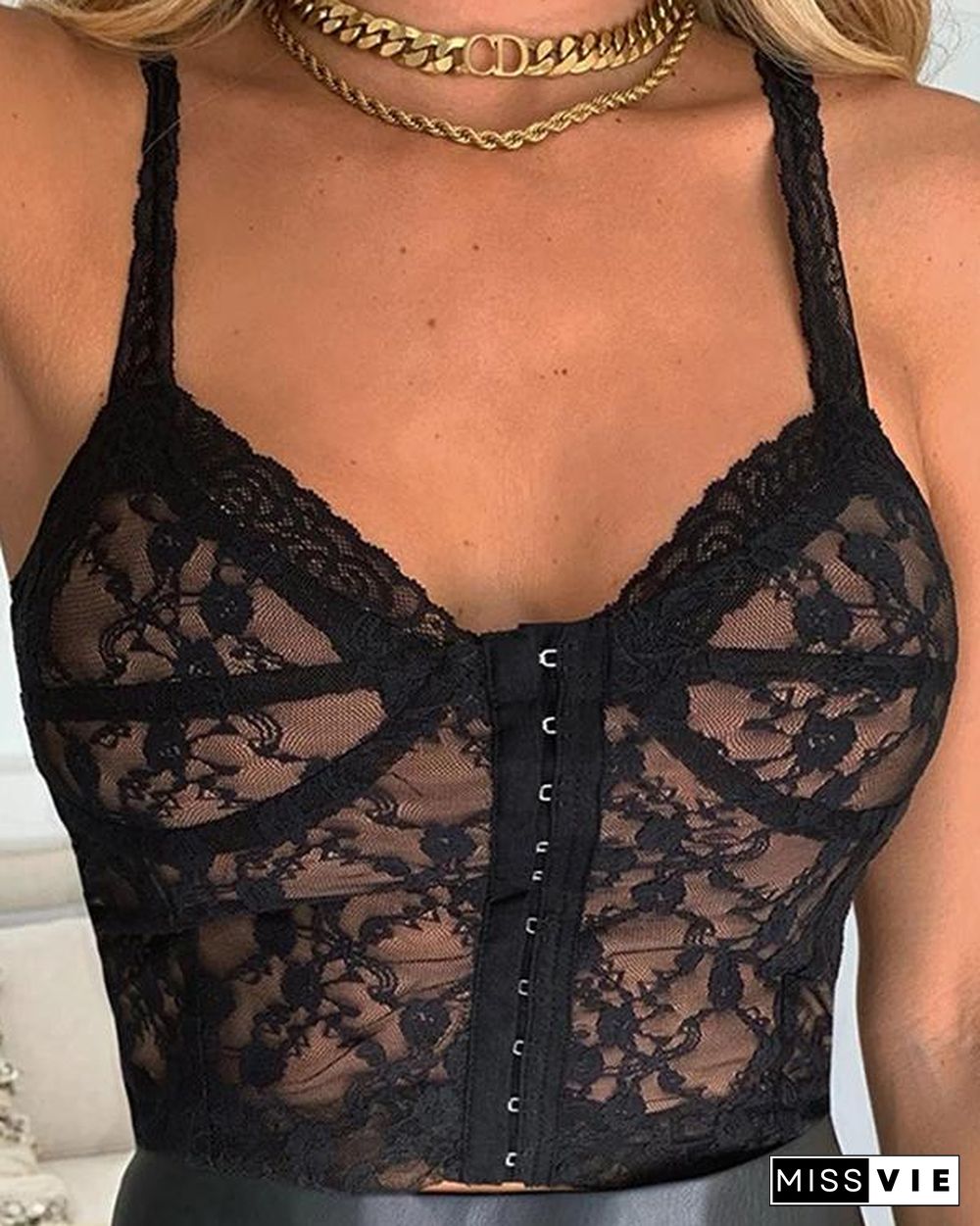 Women's Mesh Lace Hookeye Cami Corset