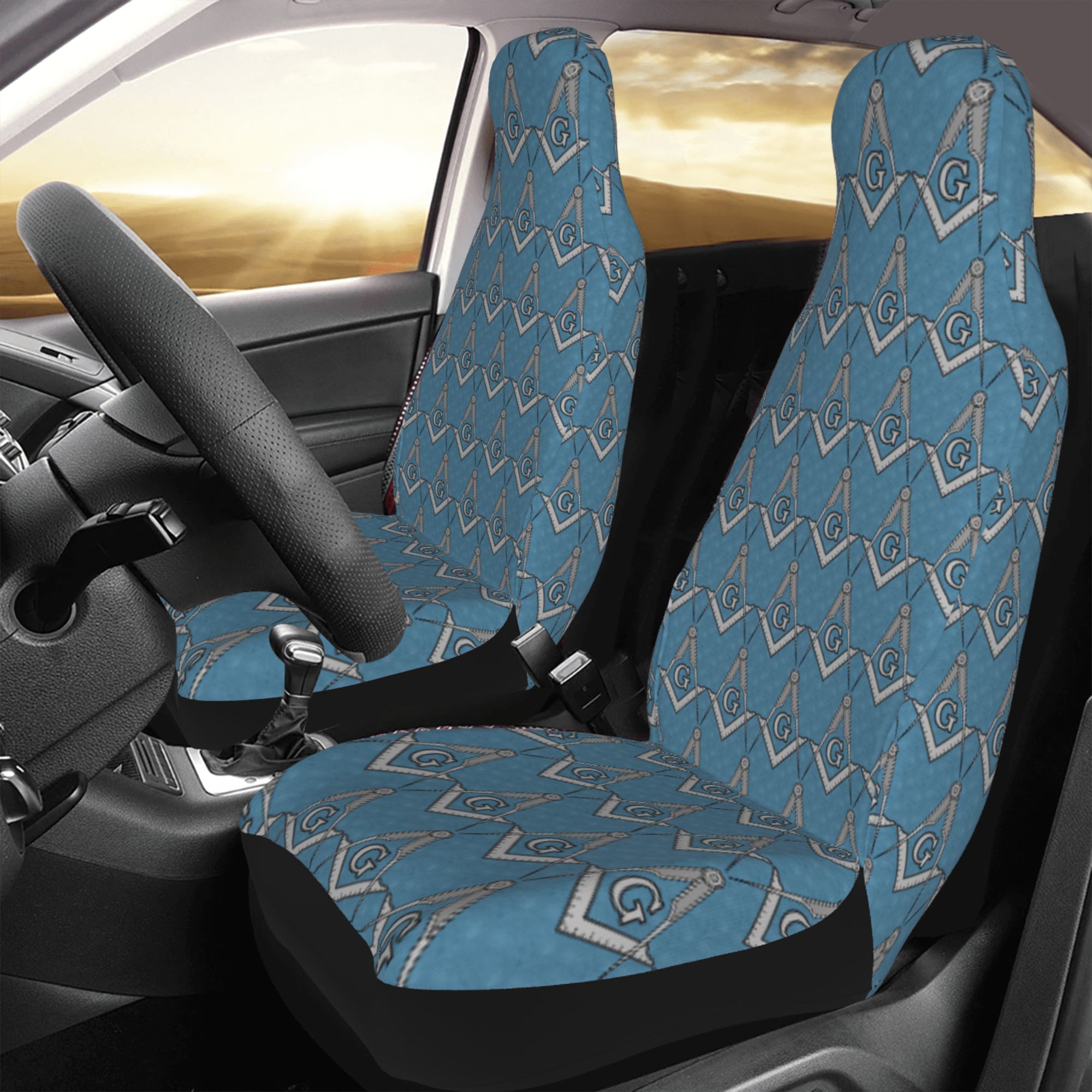 ZICANCN Car Seat Cover Blue Masonic Freemason Symbol Car Front Seat Covers Protectors ， Automotive Seat Covers for Cars Trucks Suv