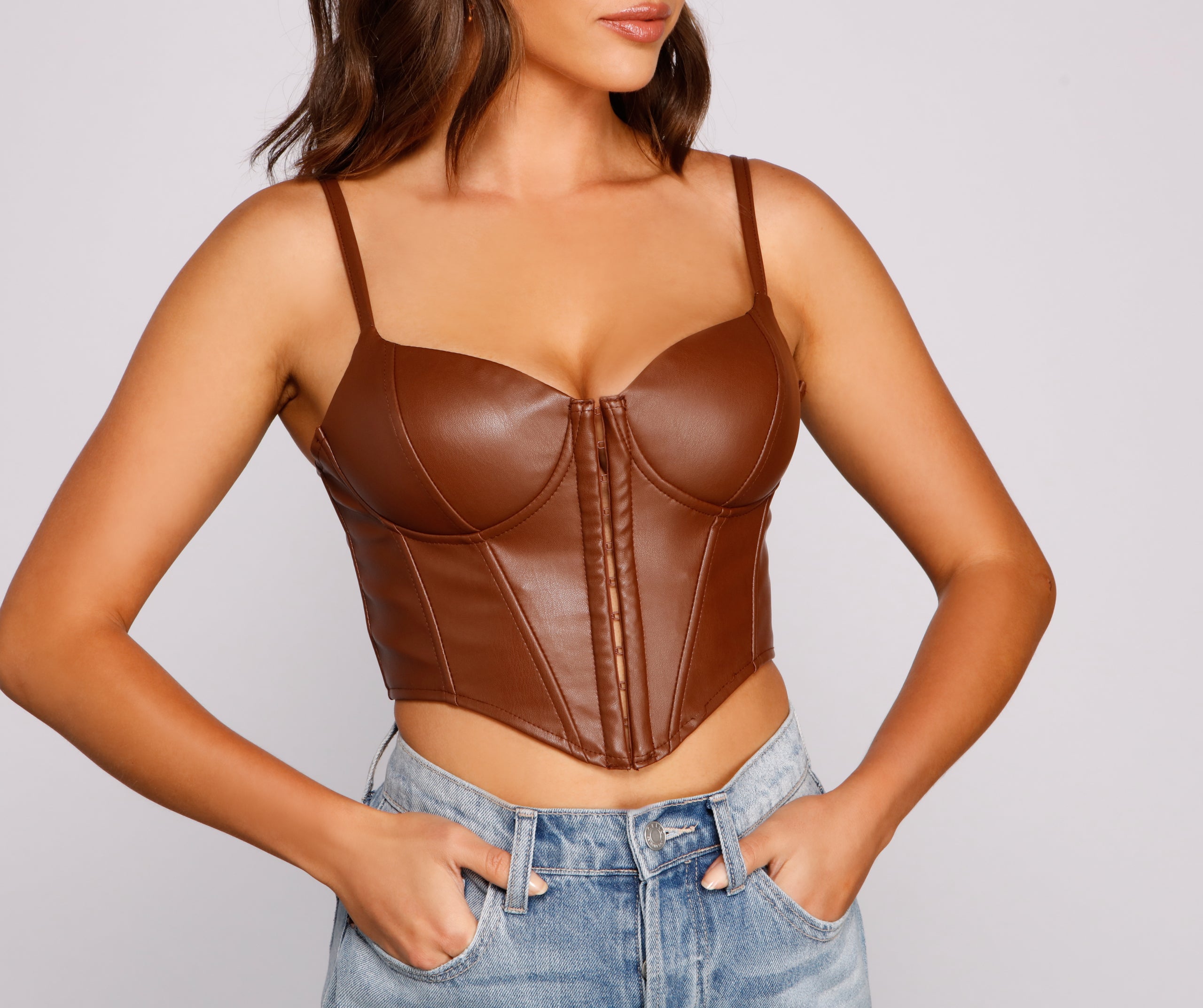 Bold Moment Faux Leather Corset Top