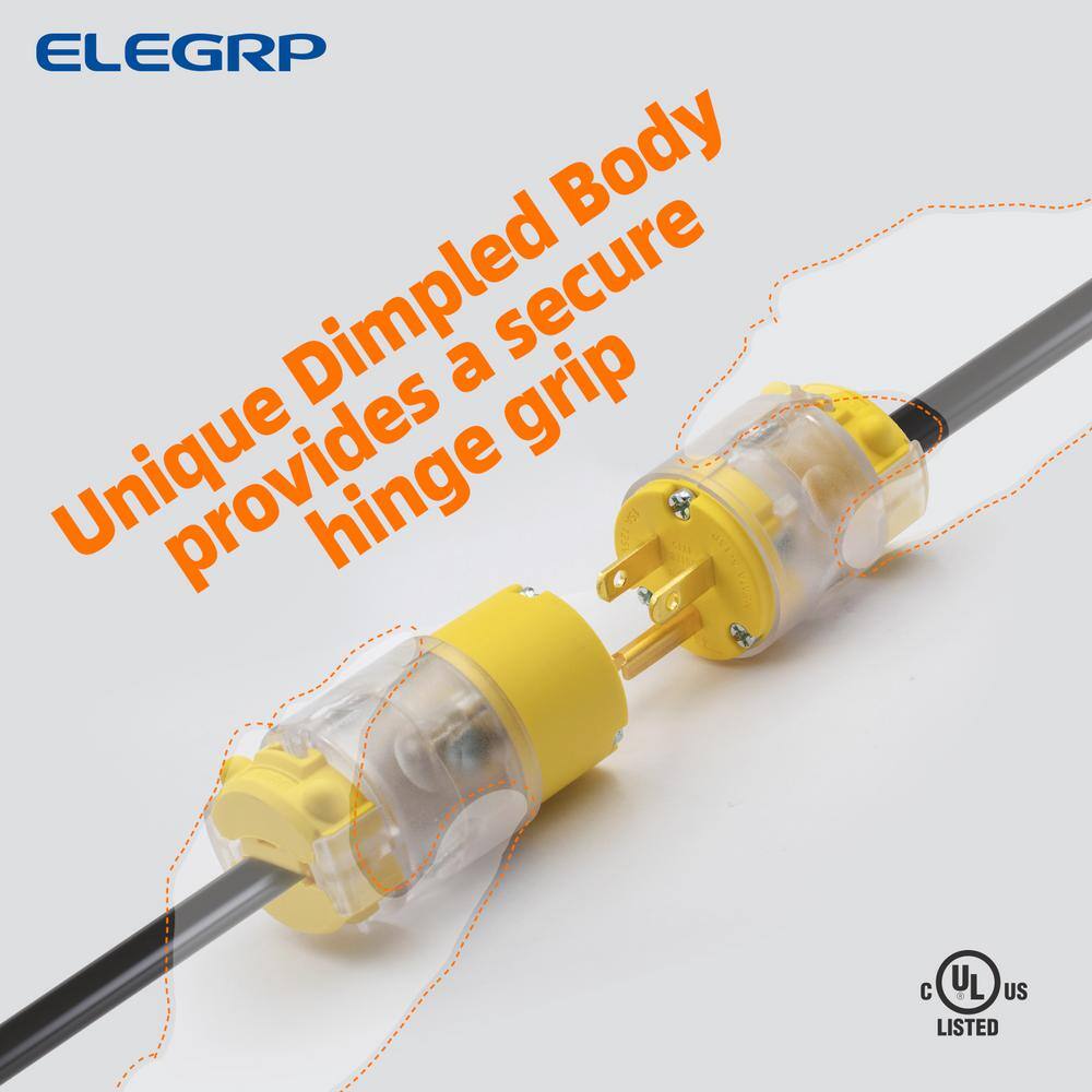 ELEGRP Lighted 15 Amp 125-Volt NEMA 5-15R 2 Pole 3 Wire Grounding Straight Blade Plug Yellow (5-Pack) EP31L-0705