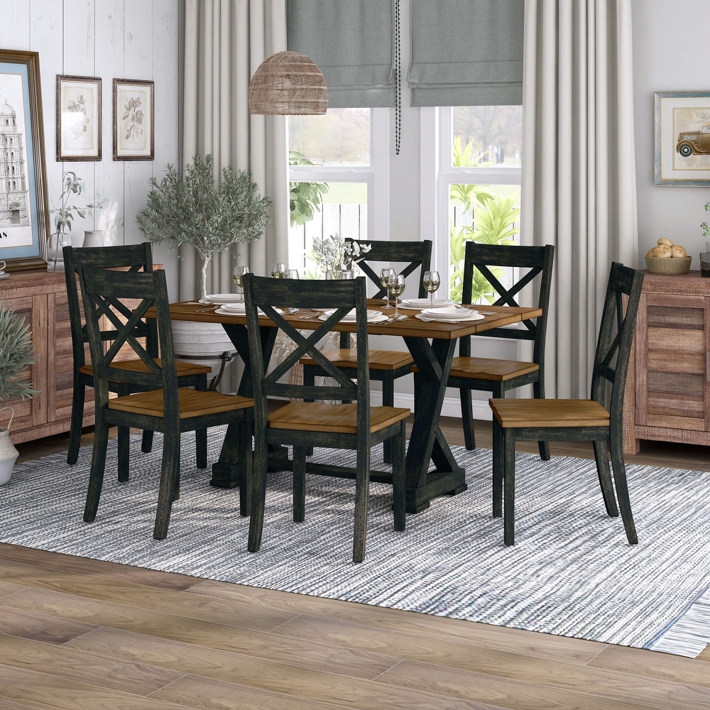 Teasdale Rustic Wood 7 Piece Flip Top Dining Table Set by Furniture of America