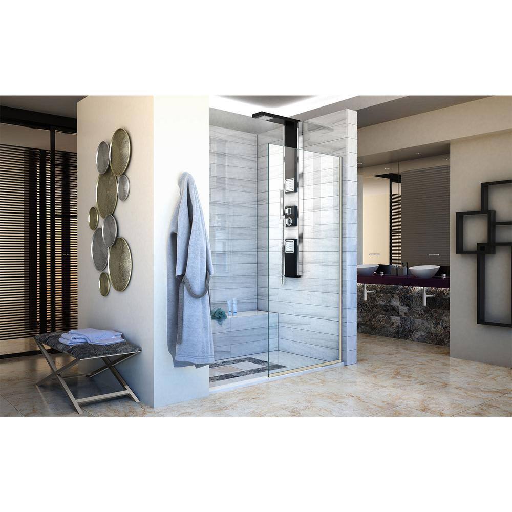 DreamLine Linea 34 in. x 72 in. Semi-Frameless Fixed Shower Screen in Brushed Nickel without Handle SHDR-3234721-04