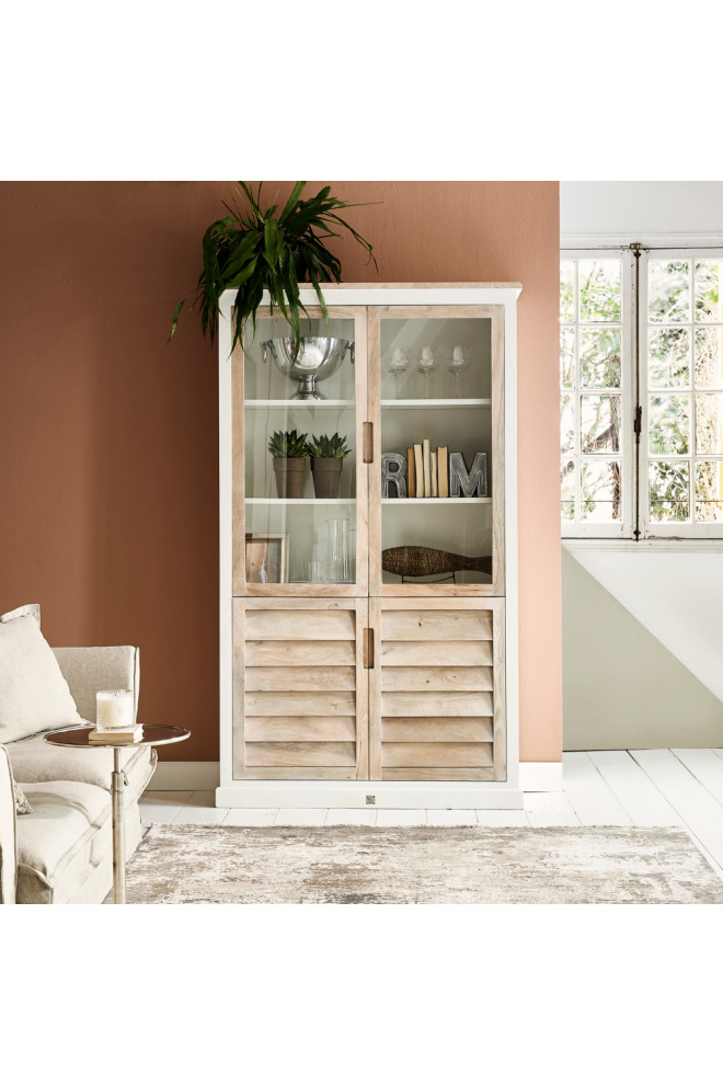 Wooden Glass Door Cabinet  Rivi√®ra Maison Pacifica   Transitional   Accent Chests And Cabinets   by Oroa   Distinctive Furniture  Houzz