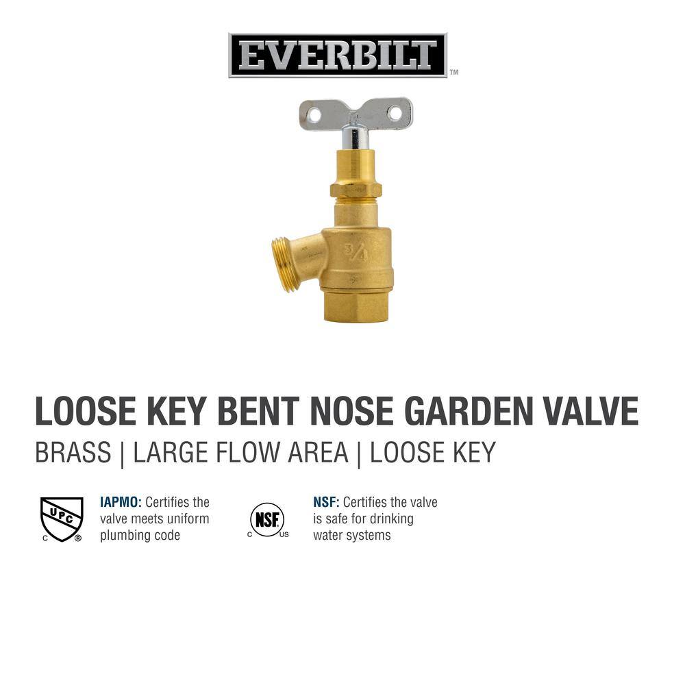 Everbilt 34 in. Brass Bent Nose Loose Key Garden Valve 108-134EB