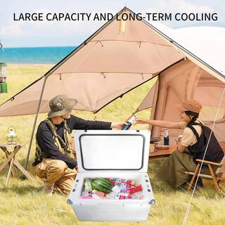 ITOPFOX Heavy-Duty Wheels 65 qt. White Chest Cooler with Bottle Opener for Beach Drink Camping Picnic Fishing Boat Barbecue H2SA22OT049