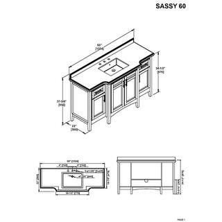 Home Decorators Collection Sassy 60 in. W x 22 in. D Vanity in Dove Gray with Marble Vanity Top in White with White Sink Sassy 60G