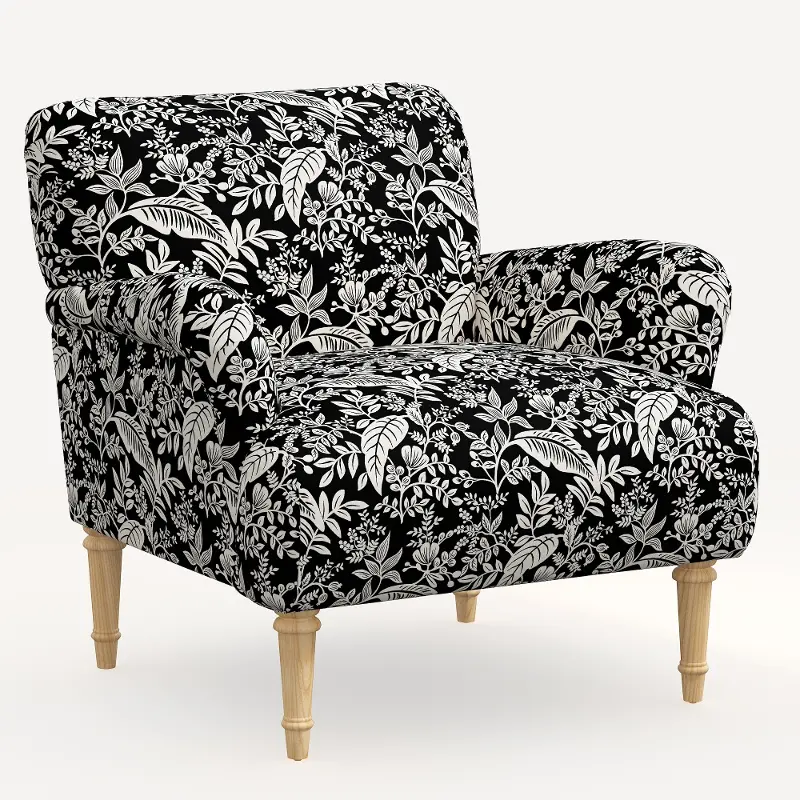 Rifle Paper Co. Bristol Canopy Black and Cream Accent Chair